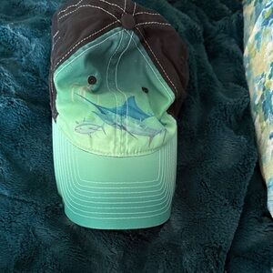 Guy Harvey Two-Tone Black and Teal Embroidered Logo Cap